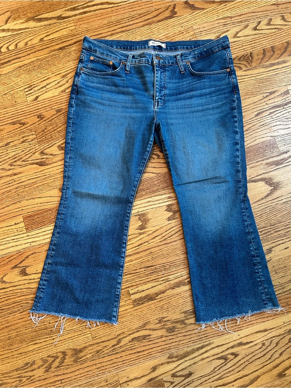 Women's Blue Cropped Frayed Hem Jeans Madewell